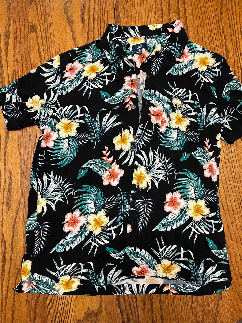 George Black Tropical Floral Button-Down Shirt